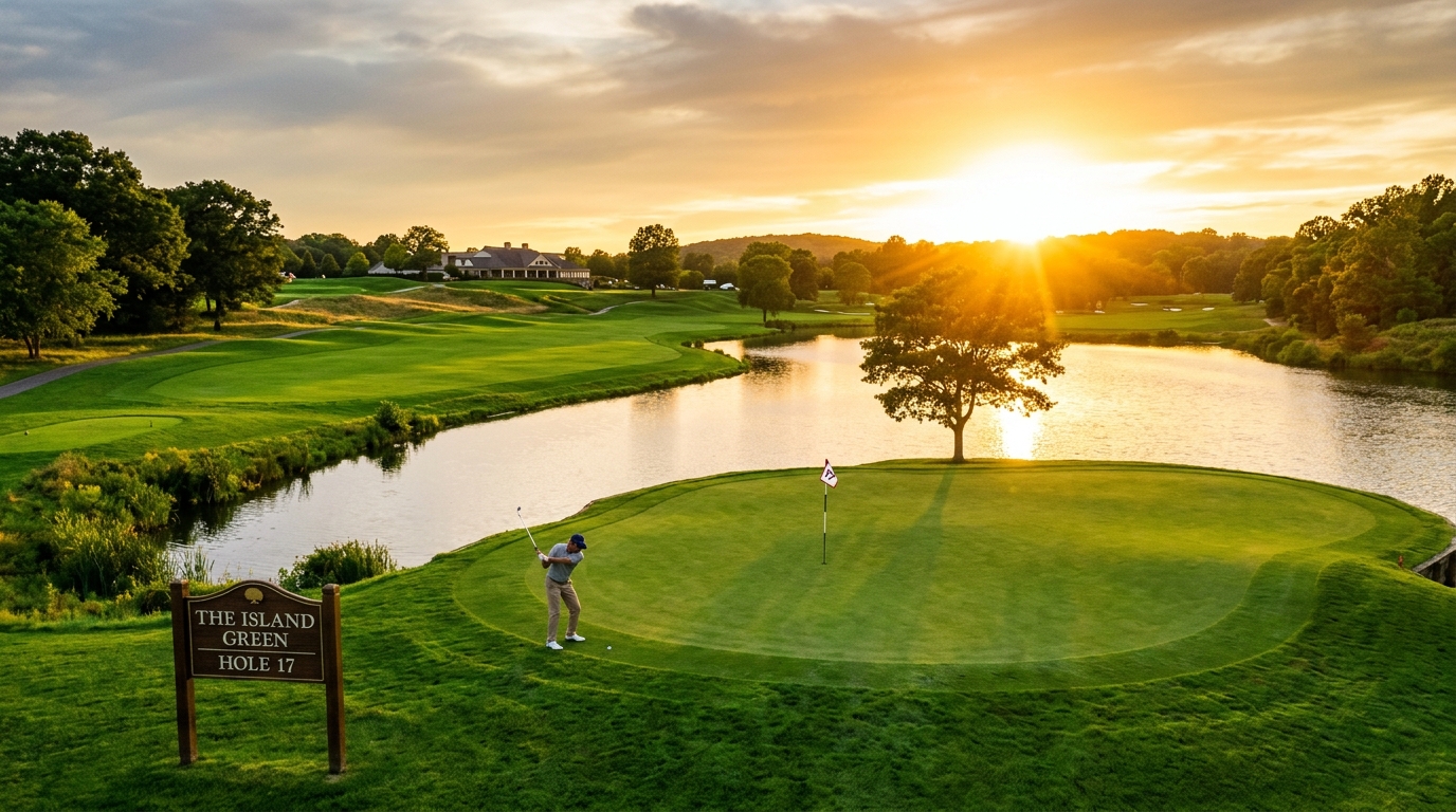 Golf course at sunset